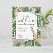 Wild One Oerwoud Safari Animals Boy Baby shower Kaart (Staand voorkant)
