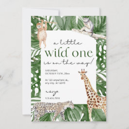 Wild One Oerwoud Safari Animals Boy Baby shower Kaart