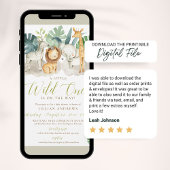 Wild One Oerwoud Safari Animals Boy Baby shower Kaart