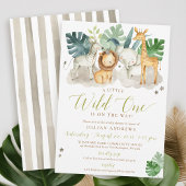 Wild One Oerwoud Safari Animals Boy Baby shower Kaart