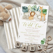 Wild One Oerwoud Safari Animals Boy Baby shower Kaart