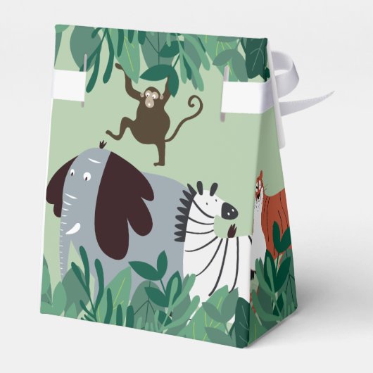 Wild One Oerwoud Safari Animals Fun First Birthday Bedankdoosjes (Achterkant)