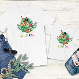 Wild One Oerwoud Safari Animals Moderne Waterverf T-shirt