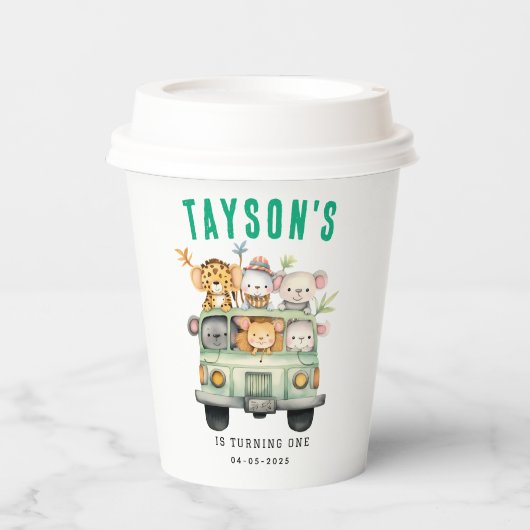 Wild One Oerwoud Safari Animals Papieren Bekers (Voorkant)