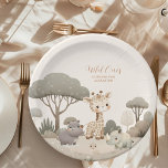 Wild One Oerwoud Safari Animals Papieren Bordje<br><div class="desc">Nodig uw gasten uit om een wild avontuur aan te gaan met onze Tropical Safari Wild One Oerwoud Animals Birthday Invitation. Perfect voor een oerwoud-thema eerste verjaardagsfeestje, deze uitnodiging combineert levendige tropische elementen met schattige oerwouden om een spannende en memorabele viering te creëer. Ontwerp: Heeft levendige illustraties van oerwouden zoals...</div>