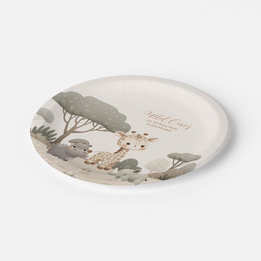 Wild One Oerwoud Safari Animals Papieren Bordje (Gekanteld)