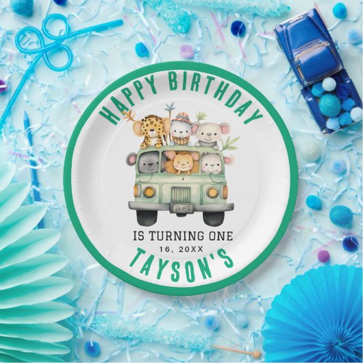 Wild One Oerwoud Safari Animals Papieren Bordje (Feest)