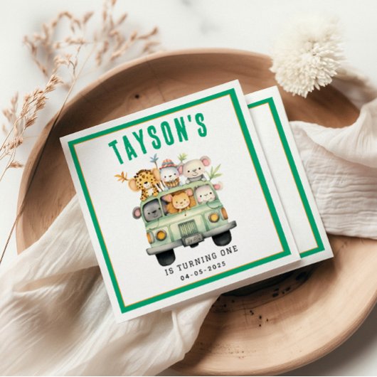 Wild One Oerwoud Safari Animals Servet