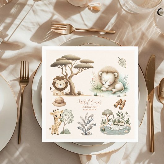 Wild One Oerwoud Safari Animals Servet