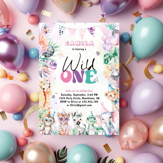 Wild One Oerwoud Safari Animals Verjaardag Kaart