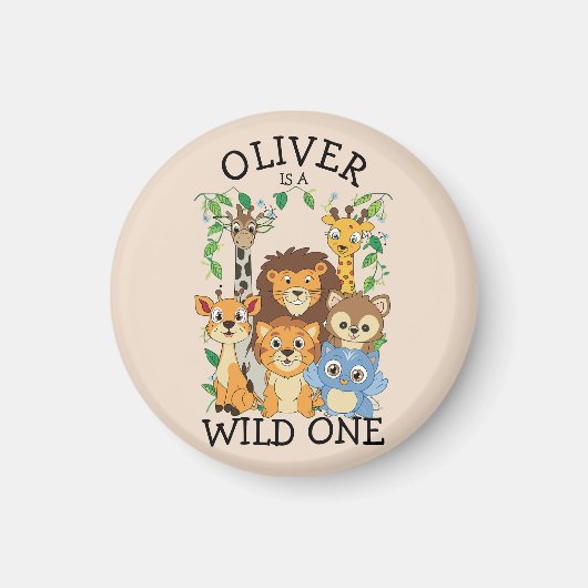 Wild One Oerwoud Safari Baby 1e Verjaardag Schatti Magneet (Voorkant)