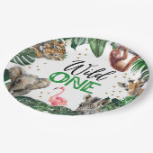 Wild One Oerwoud Safari Baby Boy 1e Verjaardag Papieren Bordje (Gekanteld)