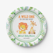 Wild One Oerwoud Safari Baby Boy Douche Sprinkle Papieren Bordje (Voorkant)