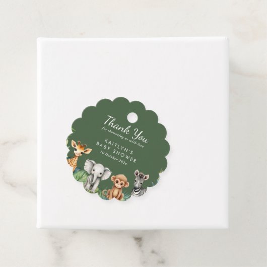 Wild One Oerwoud Safari Baby shower Bedankjes Labels (In situ)