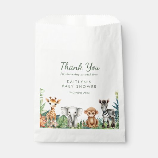 Wild One Oerwoud Safari Baby shower Bedankzakje (Voorkant)