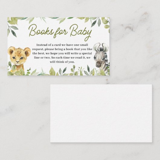 Wild One Oerwoud Safari Baby shower Boeken voor Ba Informatiekaartje (Voorkant / Achterkant)