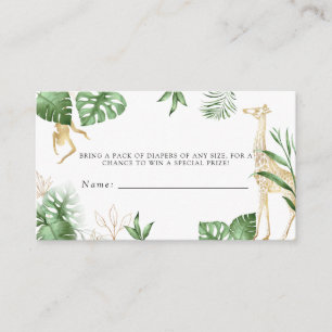 Wild One Oerwoud Safari Baby shower Diaper Raffle Informatiekaartje