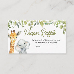 Wild One Oerwoud Safari Baby shower Diaper Raffle Informatiekaartje