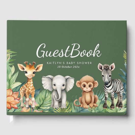 Wild One Oerwoud Safari Baby shower Gastenboek (Voorkant)