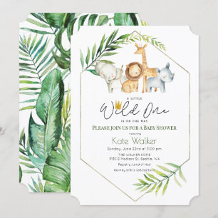 Wild One Oerwoud Safari Baby shower Invitation Kaart