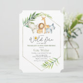 Wild One Oerwoud Safari Baby shower Invitation Kaart (Staand voorkant)