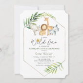 Wild One Oerwoud Safari Baby shower Invitation Kaart (Voorkant)