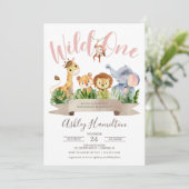 Wild One Oerwoud Safari Baby shower Invitation Kaart (Staand voorkant)