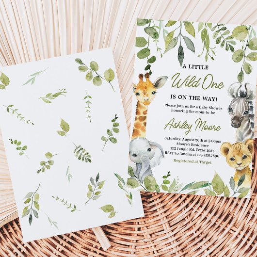 Wild One Oerwoud Safari Baby shower Kaart