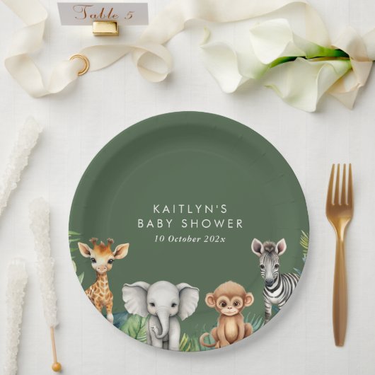 Wild One Oerwoud Safari Baby shower Papieren Bordje (Huwelijk)