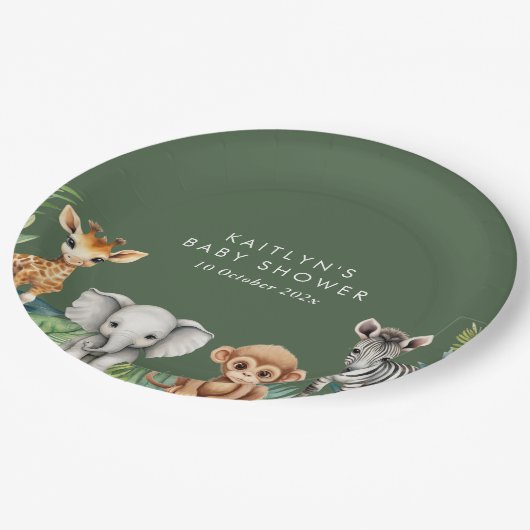 Wild One Oerwoud Safari Baby shower Papieren Bordje (Gekanteld)