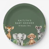 Wild One Oerwoud Safari Baby shower Papieren Bordje (Voorkant)