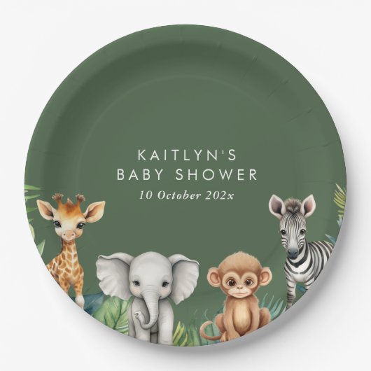 Wild One Oerwoud Safari Baby shower Papieren Bordje (Voorkant)