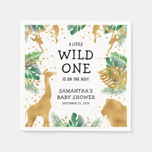 Wild One Oerwoud Safari Baby shower Party Servet (Voorkant)