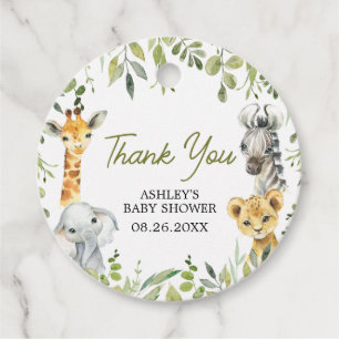 Wild One Oerwoud Safari Baby shower Ronde Bedankjes Labels