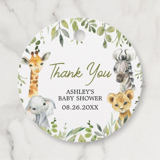 Wild One Oerwoud Safari Baby shower Ronde Bedankjes Labels (Voorkant)