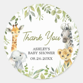 Wild One Oerwoud Safari Baby shower Ronde Sticker