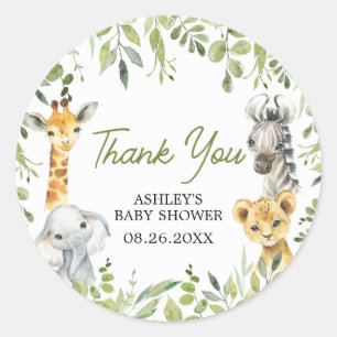 Wild One Oerwoud Safari Baby shower Ronde Sticker