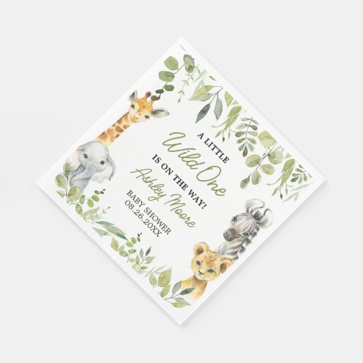 Wild One Oerwoud Safari Baby shower Servet (Hoek)
