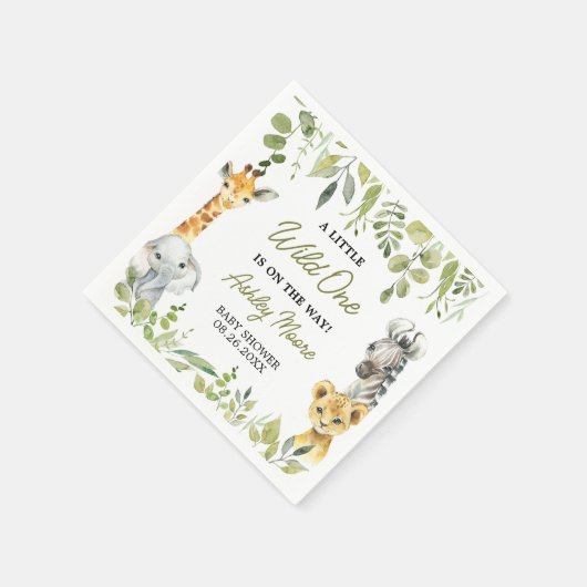 Wild One Oerwoud Safari Baby shower Servet (Hoek)