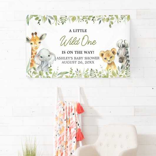 Wild One Oerwoud Safari Baby shower Spandoek (Insitu)