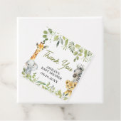 Wild One Oerwoud Safari Baby shower Square Bedankjes Labels (In situ)