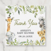 Wild One Oerwoud Safari Baby shower Square Bedankjes Labels (Voorkant)