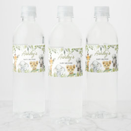 Wild One Oerwoud Safari Baby shower Waterfles Etiket