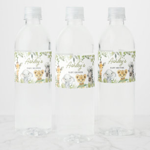 Wild One Oerwoud Safari Baby shower Waterfles Etiket