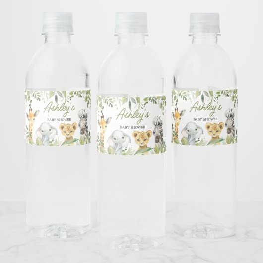 Wild One Oerwoud Safari Baby shower Waterfles Etiket (Flessen)