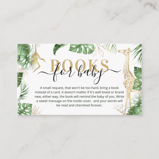 Wild One Oerwoud Safari Book Request Baby shower Informatiekaartje (Voorkant)