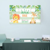 Wild One Oerwoud Safari Boys Eerste Verjaardagsfee Spandoek (Beurs)