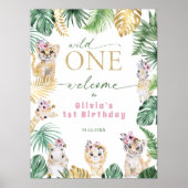 Wild One Oerwoud Safari Dier 1e Verjaardag Welkom Poster (Voorkant)