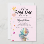 Wild One Oerwoud Safari Dieren Meisje 1e Verjaarda Kaart (Voorkant)