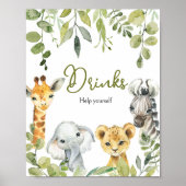 Wild One Oerwoud Safari Drinken Poster (Voorkant)